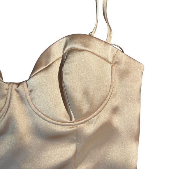 Zara Cream Satin Bodysuit NWOT - Picture 6 of 14